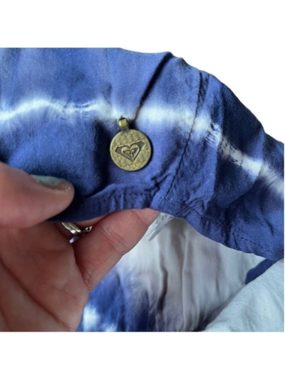 Roxy Blue White Tie Dye High Low Tank Dress Boho Beach Cover Up - Picture 9 of 12